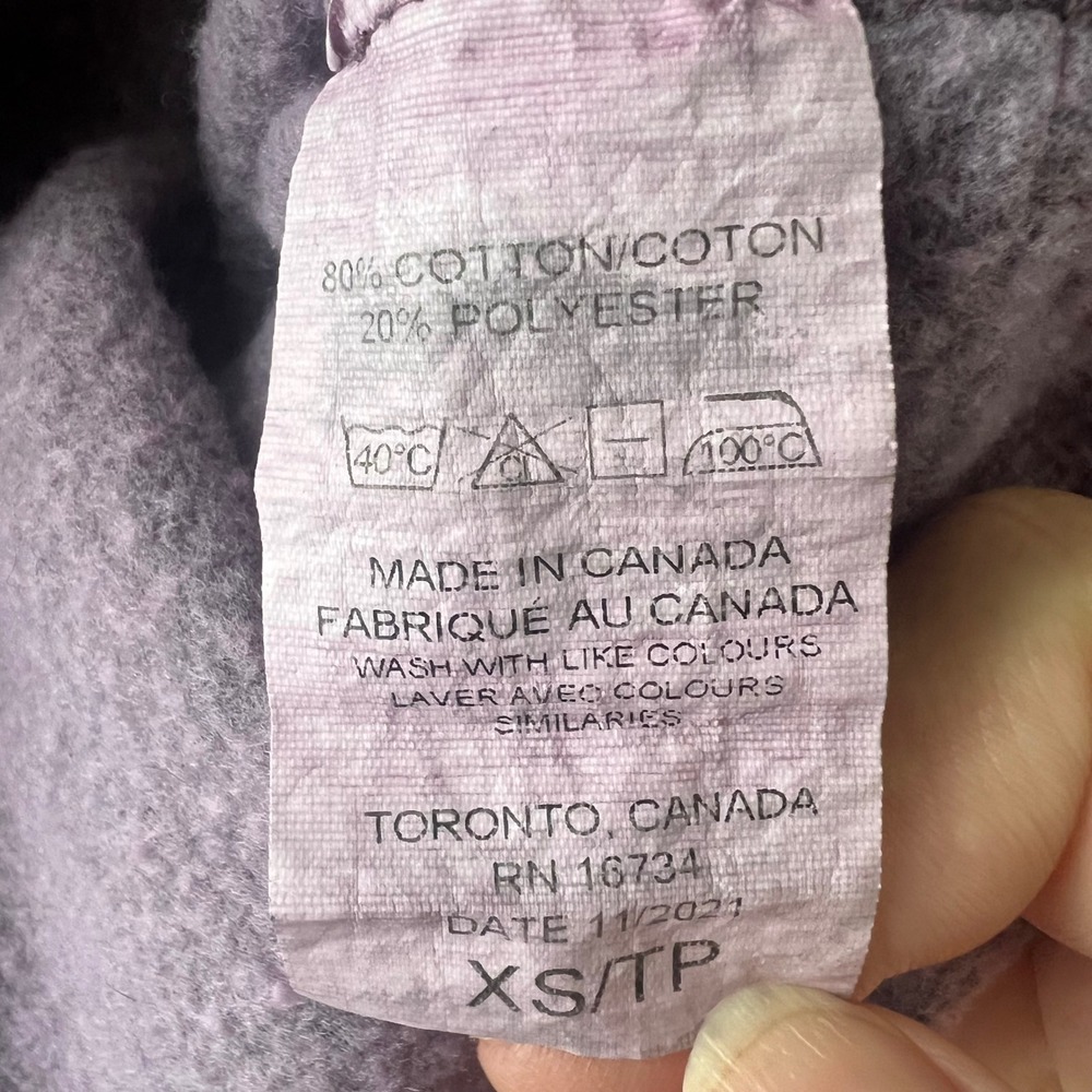 Revtown Womens XS Purple Crewneck Sweatshirt Cotton Fleece Made in Canada - Picture 6 of 6